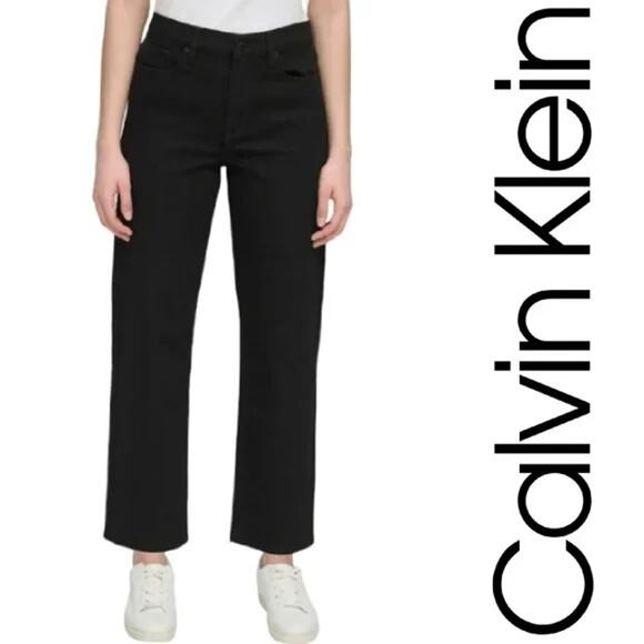 Calvin Klein Womens Inseam 29" Jet Black High Rise Mom Jeans Stretch NWT 12 - Picture 2 of 12